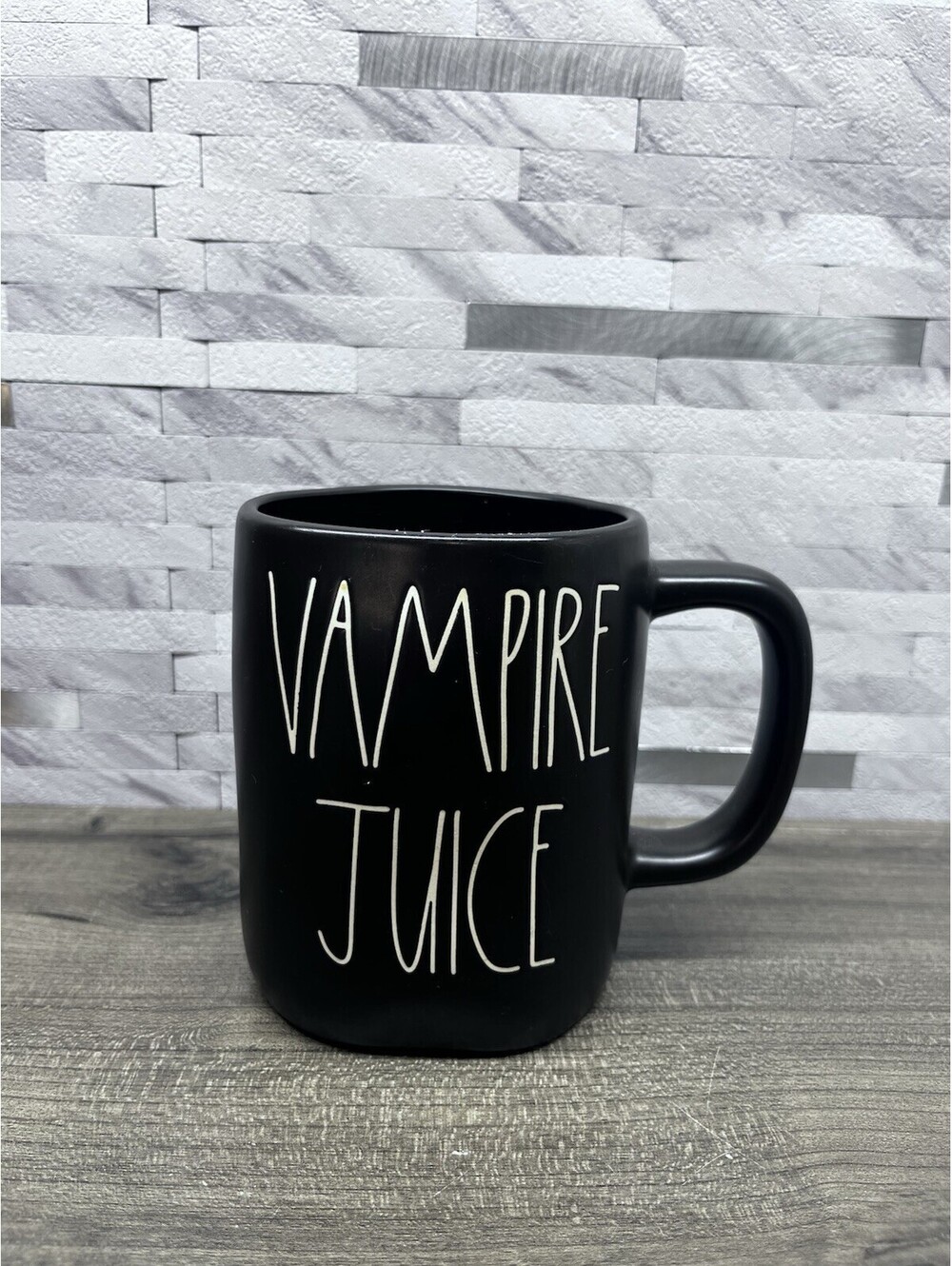 Rae Dunn Ceramic Coffee Mug Black Vampire Juice Halloween Artisan Collection